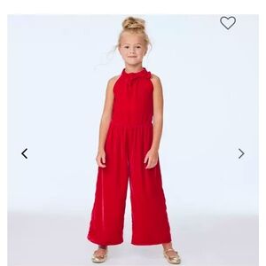 Toddler girls red velvet Janie and Jack jumpsuit
